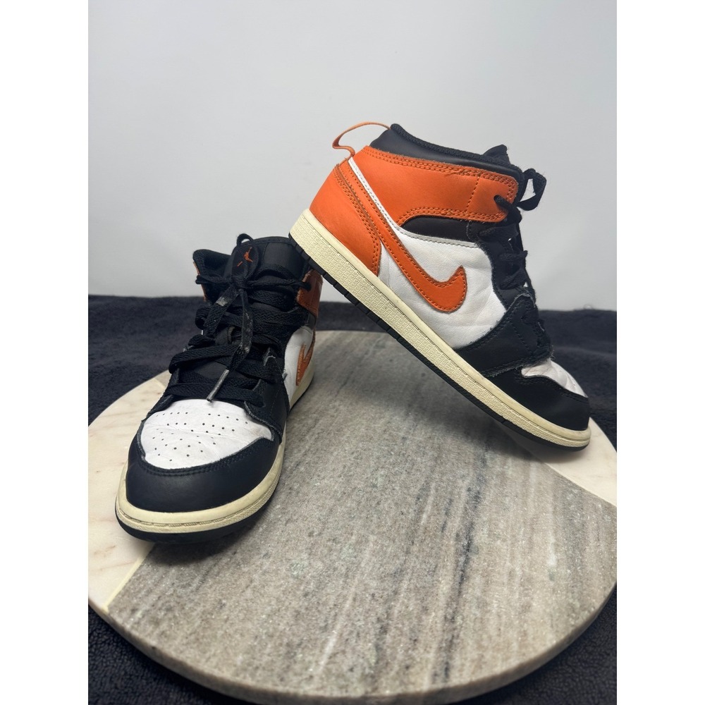 Nike Air Jordan 1 Mid Starfish Toddler Shoes Orange Black White DQ8424 801 Sz 3Y
